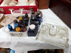 A quantity of old ink bottles & ink wells