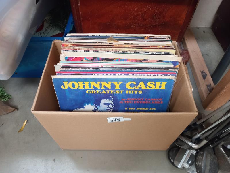 A box of LP records