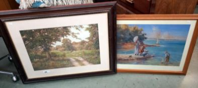 A 20th century mahogany framed picture & 1 other