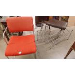 metal legged stool and a 70's tubular orange chair