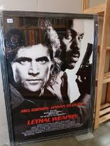 A large framed, Lethal Weapon, poster