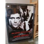 A large framed, Lethal Weapon, poster