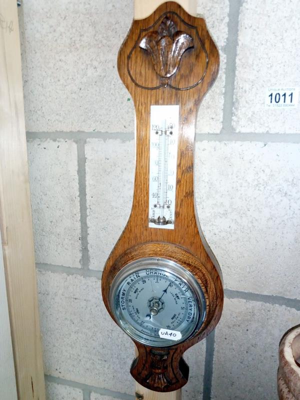 A banjo barometer, jewellery hooks and a walking stick/umbrella pot - Image 3 of 4