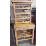 A modern wooden wine rack and wooden kitchen block