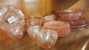 A collection of 1930's glass dishes, plates etc