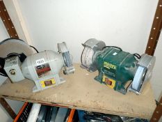 A SIP wet stone grinder and a record bench grinder