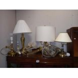 Five table lamps and 2 ceiling lights.