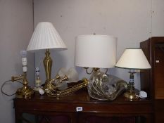 Five table lamps and 2 ceiling lights.