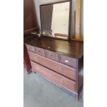 A dressing table, 4 small drawers, 1 handle missing, 2 large drawers, 1 mirror. 107cm x 47cm x