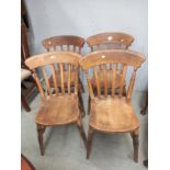 A set of four old pine chairs, COLLECT ONLY.