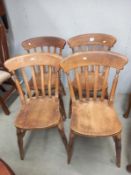 A set of four old pine chairs, COLLECT ONLY.