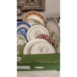 An interesting box of china meat platters, plates etc