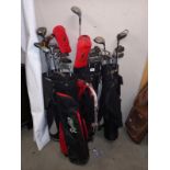 Three sets and half sets of golf clubs including left handed half set, COLLECT ONLY.