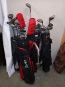 Three sets and half sets of golf clubs including left handed half set, COLLECT ONLY.