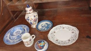 A mixed lot of plates, Spode etc, ginger jar etc