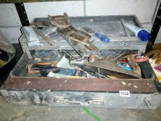 A good lot of wood tools with case etc