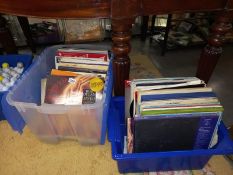 Two boxes of records, Bob Dylan, pop and classical.