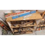 4 shelves of good vintage wood tools