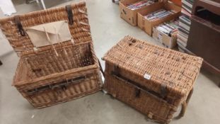 2 wicker fishing baskets