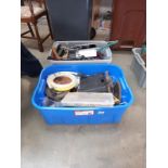 Two large boxes of tools, hammers, saws etc.,