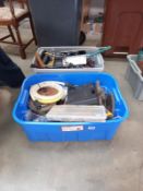 Two large boxes of tools, hammers, saws etc.,