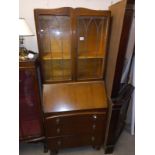 A lead glazed bureau bookcase, 77 cm wide, 46 cm deep and 180cm high. COLLECT ONLY.