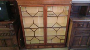 4 shelves cabinet with glass doors, 3 draws to fit on top of another unit. A/F lost finials