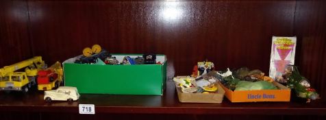 A quantity of toy cars etc, including Dinky and action figures