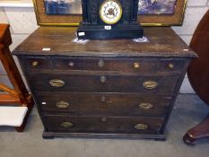 An early Victorian oak three over three chest of drawers. COLLECT ONLY.