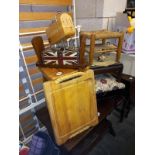 4 vintage footstools and a bookshelf. Collect Only.