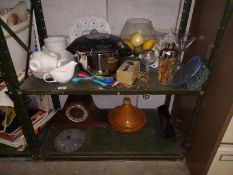 A quantity of miscellaneous items including part tea set, glasses, vase & cocktail shaker etc. (2