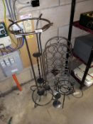 A quantity of metal items including wine rack. Collect Only.