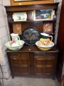An oak 2 over 2 China cabinet with cutlery drawer. Collect Only.
