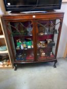 An Edwardian mahogany astragal glazed two door cabinet, COLLECT ONLY.