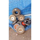 8 trolley tyres/wheels & inner tubes etc. Collect Only.