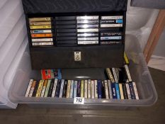 A box full of cassette tapes