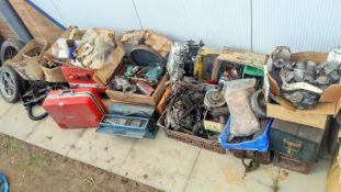 A very large lot of 'garage find' unsorted motorcycle parts etc. Collect Only.