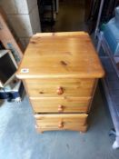 A pine 3 drawer bedside cabinet. Collect Only.