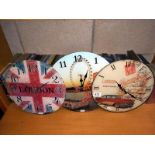 3 London clocks