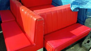 4 single & 2 double 50's/60's retro American diner red leatherette benches A/F. Collect Only.