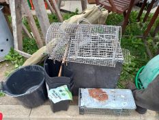 A quantity of miscellaneous items including bird cages etc. Collect Only.