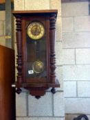 An early 20th century mahogany wall clock, COLLECT ONLY.