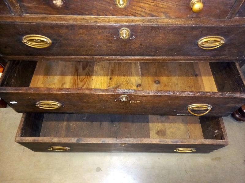 An early Victorian oak three over three chest of drawers. COLLECT ONLY. - Image 2 of 3
