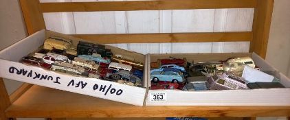 2 trays of play worn Diecast, Dinky and Corgi. Model include tractors and Ford Cortina rally car