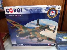 A boxed corgi limited edition US32622F Avro Lancaster Canadian warplane heritage museum 1:72