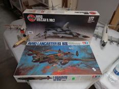 A Tamiya Avro Lancaster and airfix Avro Vulcan plastic models kits