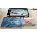 3 aircraft model kits including Amt Ertl 8955, Hasegawa K9 Hobbycraft HC 2301, completeness unknown