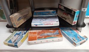 7 small boxed plane models, airfix, Hasgawa etc. Some incomplete