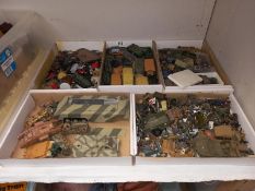 5 trays of plastic kit built military vehicles and personal