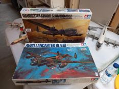 2 Tamiya aircraft model kits, Avro Lancaster and Dambusters grand slam banker